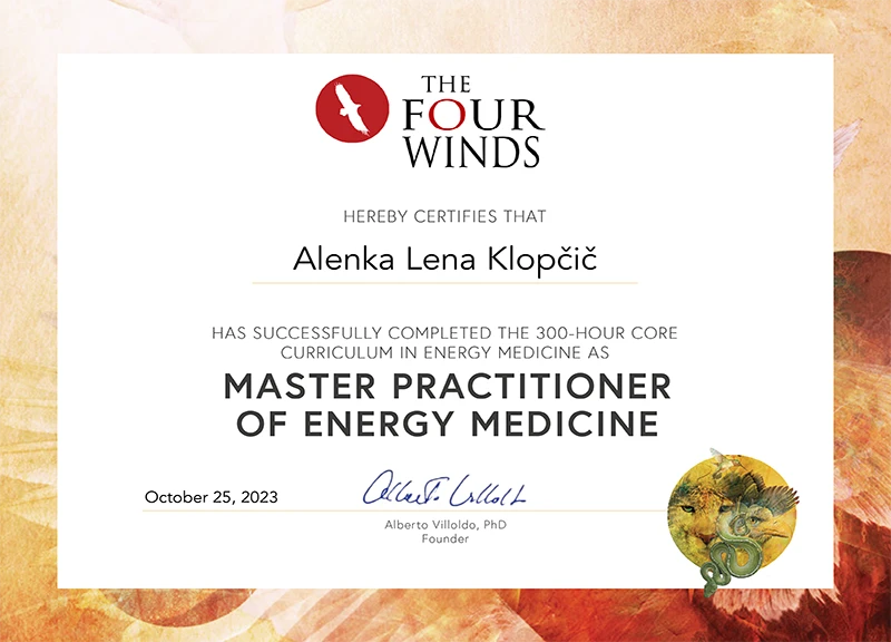 The Four Winds Master Practitioner of Energy Medicine, Alenka Lena Klopčič